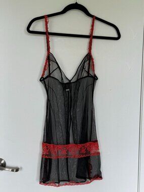 Marvel by La Perla Black Mesh Red Lace Chemise | Made in Italy | EU 36 | Never W